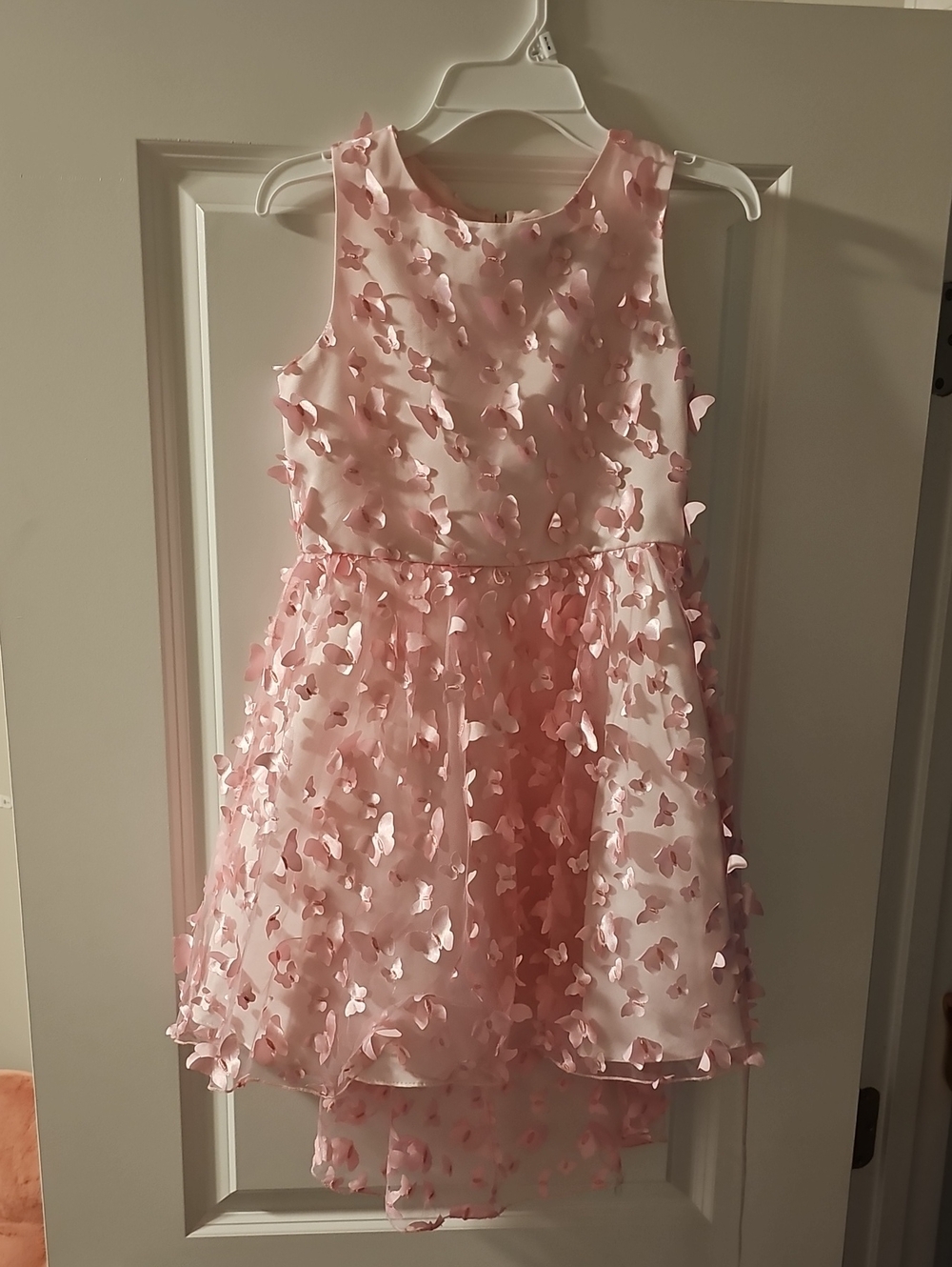 Girls' Pink Floral Appliqué Party Dress